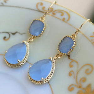 BLUE TWO TIER EARRINGS
