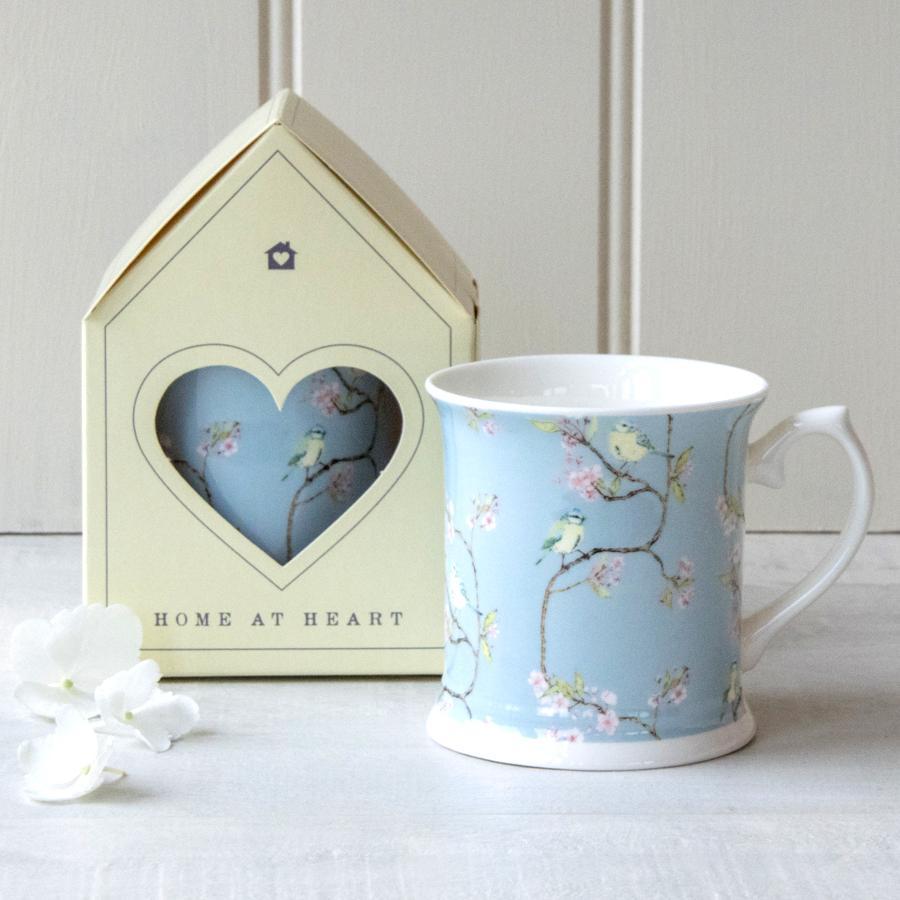 BLUE TIT ON BLOSSOM - MUG (BLUE)