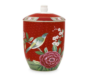 STORAGE JAR BLUSHING BIRDS - RED - 1.5LTR