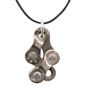 DIAMOND RECYCLED BIKE CHAIN PENDANT NECKLACE