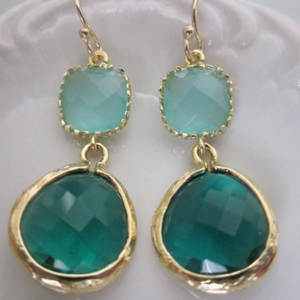 EMERALD GREEN AQUA MINT EARRINGS