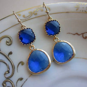 COBALT BLUE EARRINGS GOLD