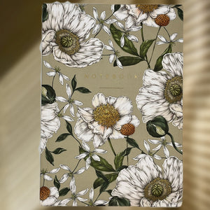 A5 NOTEBOOK WITH FLOWER ILLUSTRATIONS BY CATHERINE LEWIS