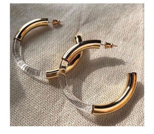 GOLD GLASS THICK HOOP EARRINGS - VARIOUS COLOURS