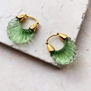 ETTIENNE GREEN OR PINK RIDGED EARRINGS