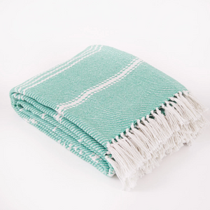 OXFORD STRIPE AQUA BLANKET