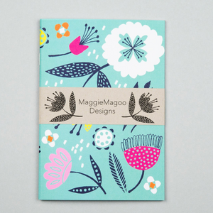 A6 NOTEBOOK AQUA FLORAL