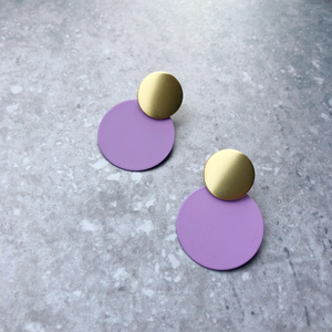 MATTE DISC EARRINGS - LILAC & GOLD