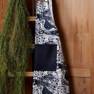 GARDEN BIRDS NAVY COTTON APRON