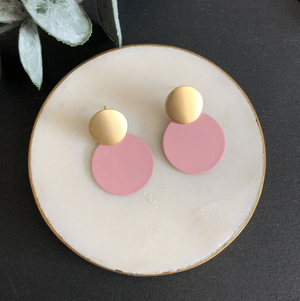 MATTE DISC EARRINGS - DUSKY ROSE & GOLD