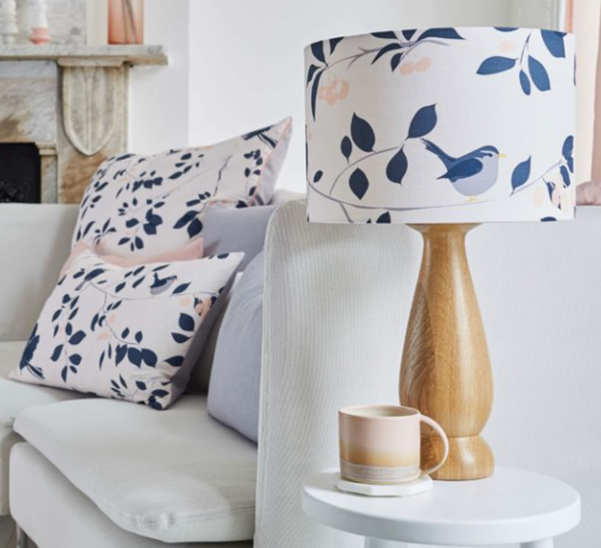 WREN & CHERRY LAMPSHADE BY LORNA SYSON - Feather & Twigs