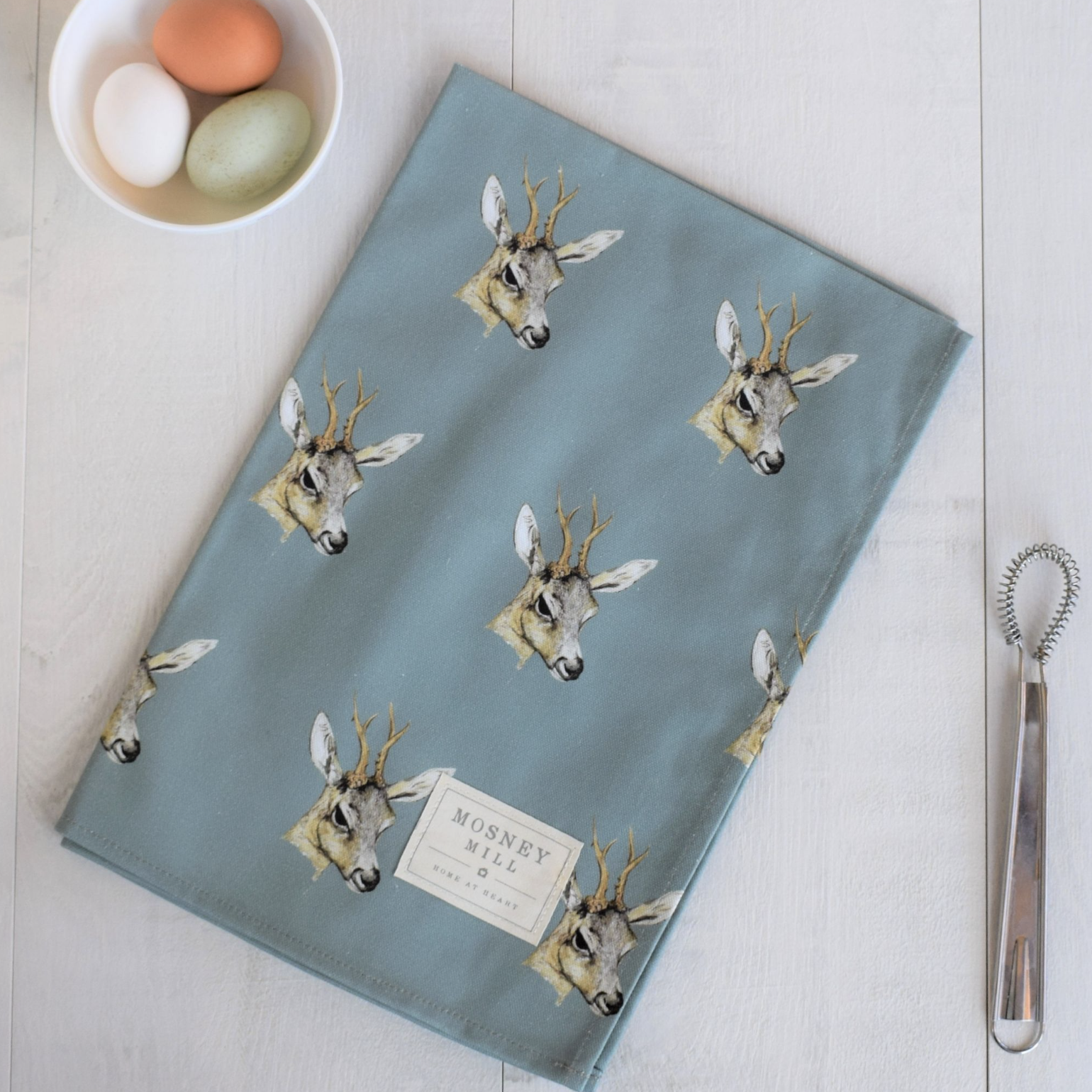 DEER TEA TOWEL - TEAL BY MOSNEY MILL - Feather & Twigs