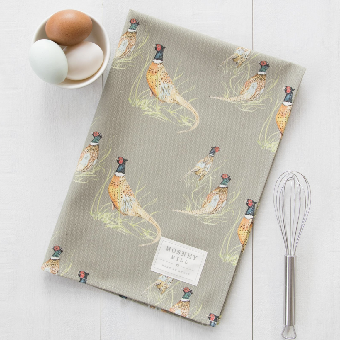 PHEASANT TEA TOWEL - SAGE GREEN