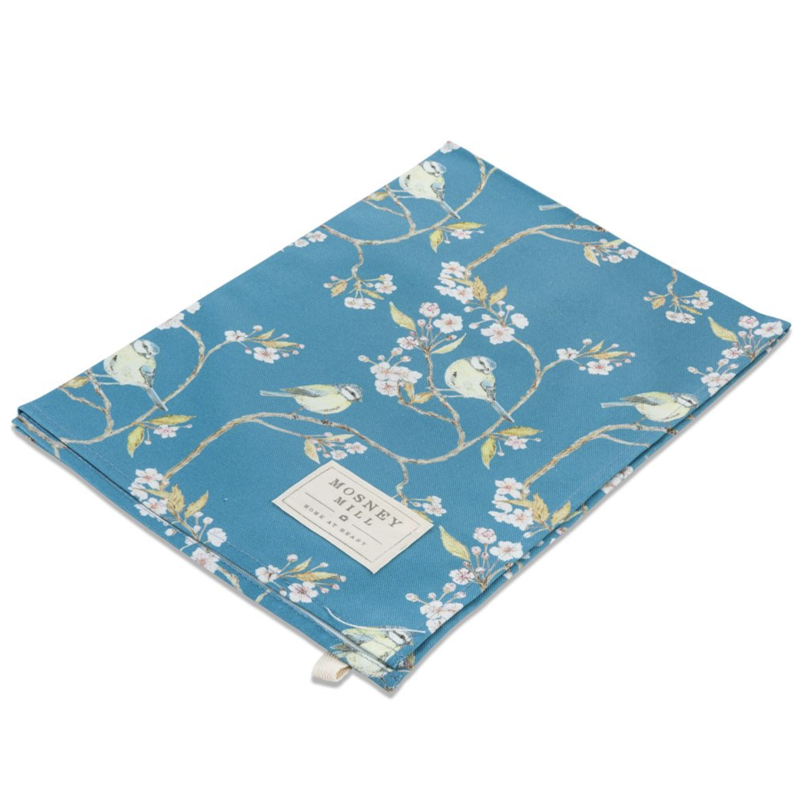 BLUE TIT ON BLOSSOM - TEA TOWEL (Denham Blue) BY MOSNEY MILL