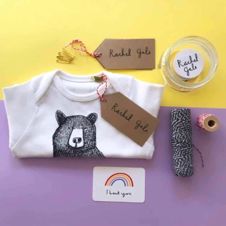 MR BEAR - BABY GROW - WHITE