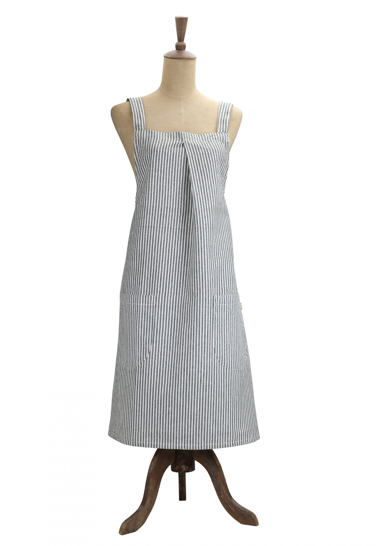 ABBY STRIPE APRON - OLIVE GREEN