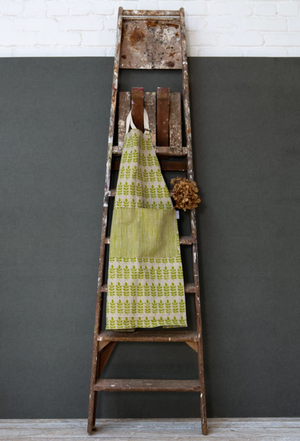 GREEN LEAF LINEN APRON