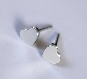 SILVER HEART STUD EARRINGS