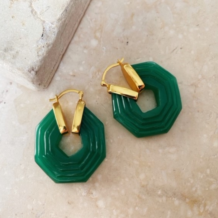 SPHINX EARRINGS - EMERALD