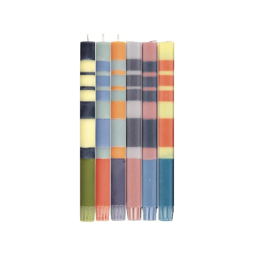 HAND DIPPED STRIPED CANDLES - SOLD AS SINGLE CANDLES - Feather & Twigs