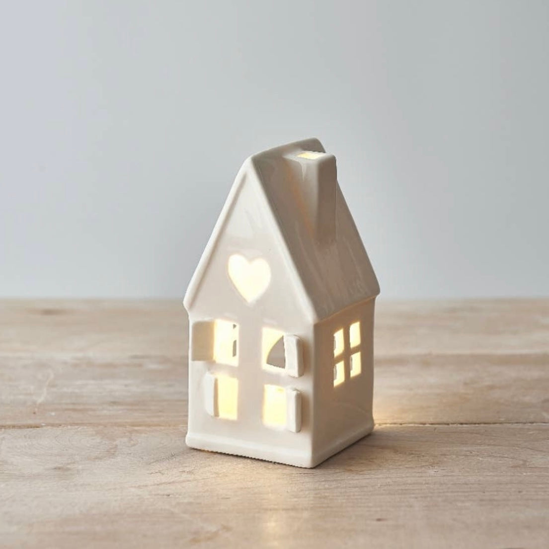 DAINTY WHITE HOUSE T-LIGHT HOLDER - Feather & Twigs