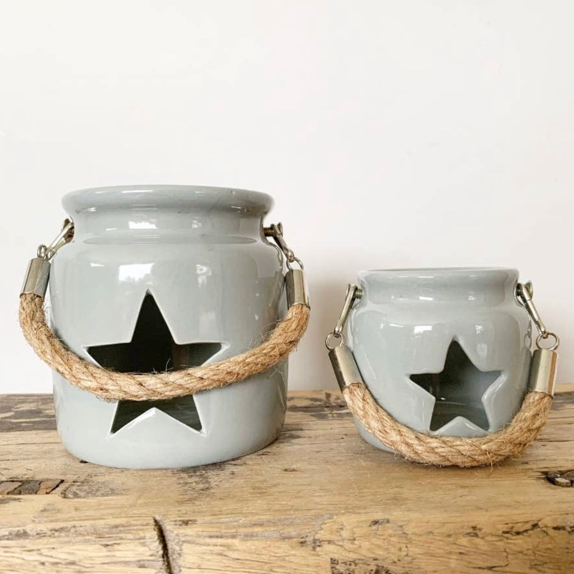 GREY STAR T-LIGHT HOLDER - SMALL - Feather & Twigs