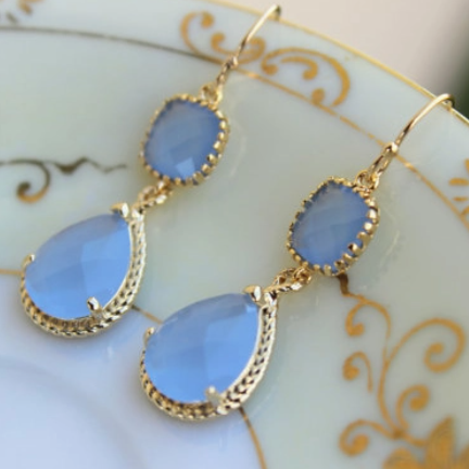 BLUE TWO TIER EARRINGS - Feather & Twigs