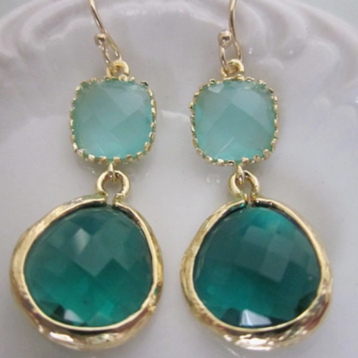 EMERALD GREEN AQUA MINT EARRINGS - Feather & Twigs