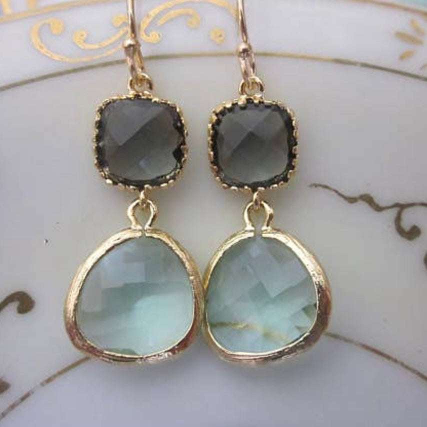 GOLD PRASIOLITE EARRINGS - Feather & Twigs