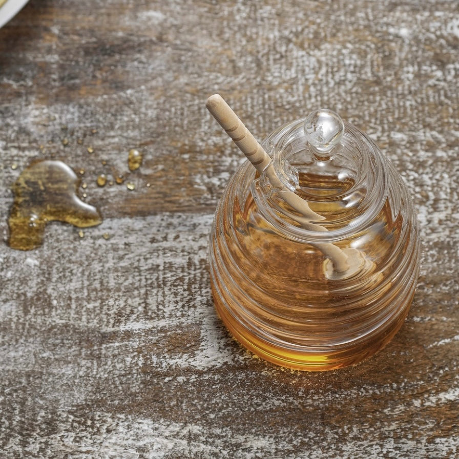 GLASS HONEY POT - Feather & Twigs