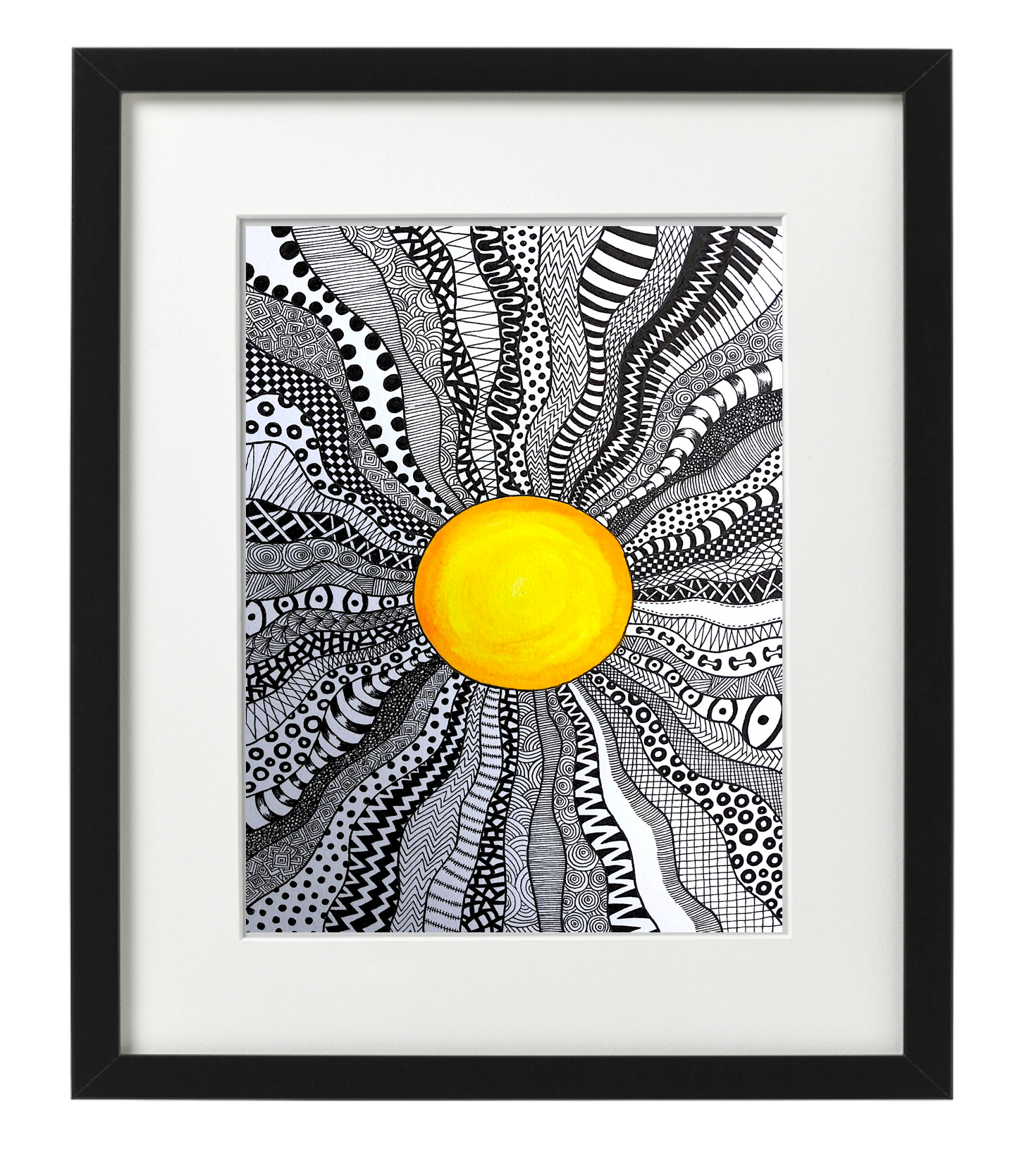 ABSTRACT SUN -  PEN & INK - ORIGINAL BY IAN GRIME - Feather & Twigs