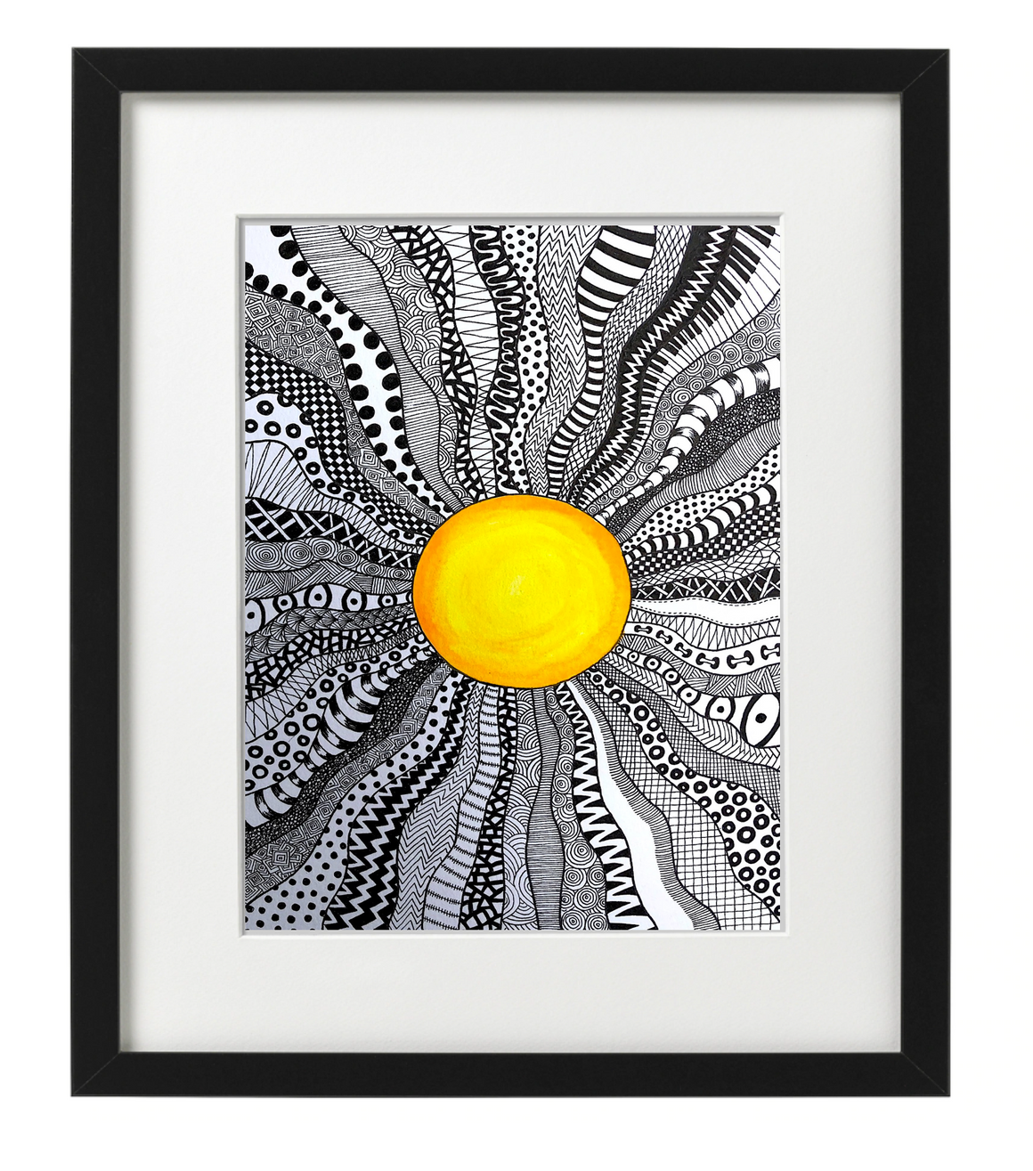 ABSTRACT SUN -  PEN & INK - ORIGINAL BY IAN GRIME - Feather & Twigs