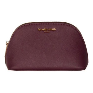 BURGUNDY VEGAN LEATHER OYSTER COSMETIC CASE