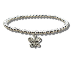 BUTTERFLY SILVER BEAD BRACELET