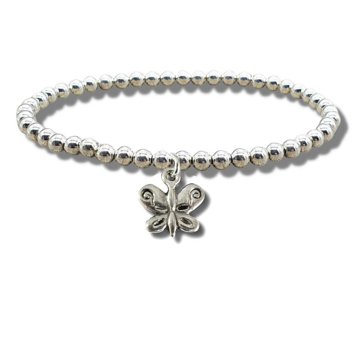 BUTTERFLY SILVER BEAD BRACELET