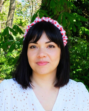 RUFFLE HEADBAND IN GINGHAM
