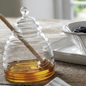 GLASS HONEY POT