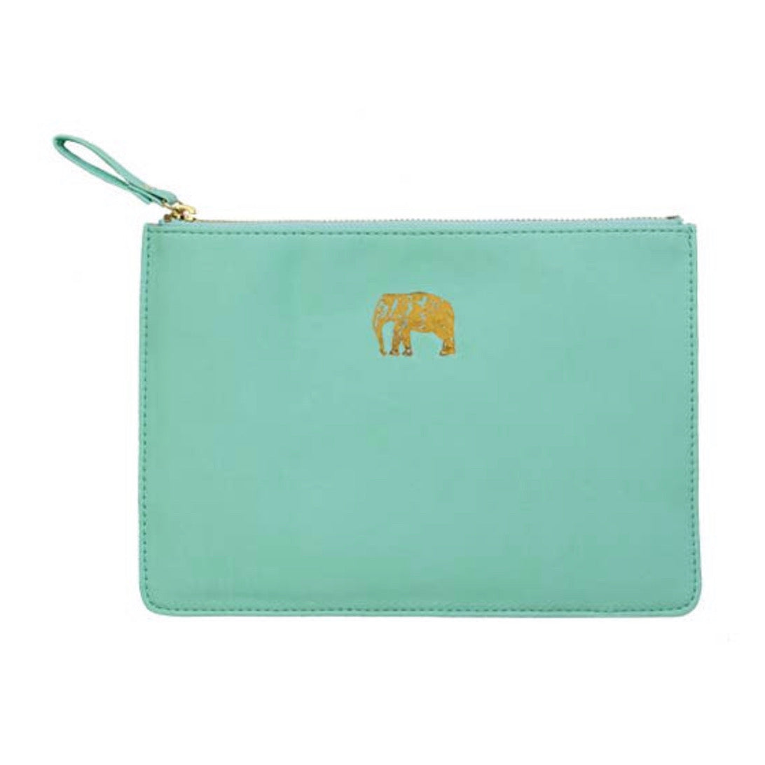 TURQUOISE ELEPHANT MAKEUP COSMETIC POUCH