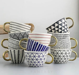 NORDIC ASYMMETRICAL STYLE HAND PAINTED COFFEE MUGS