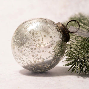 3” LARGE  BAUBLES GOLD FOIL CRACKLE GLASS BALL