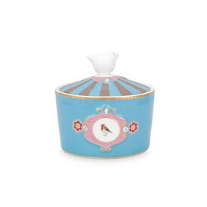 SUGAR BOWL LOVE BIRDS MEDALLION BLUE