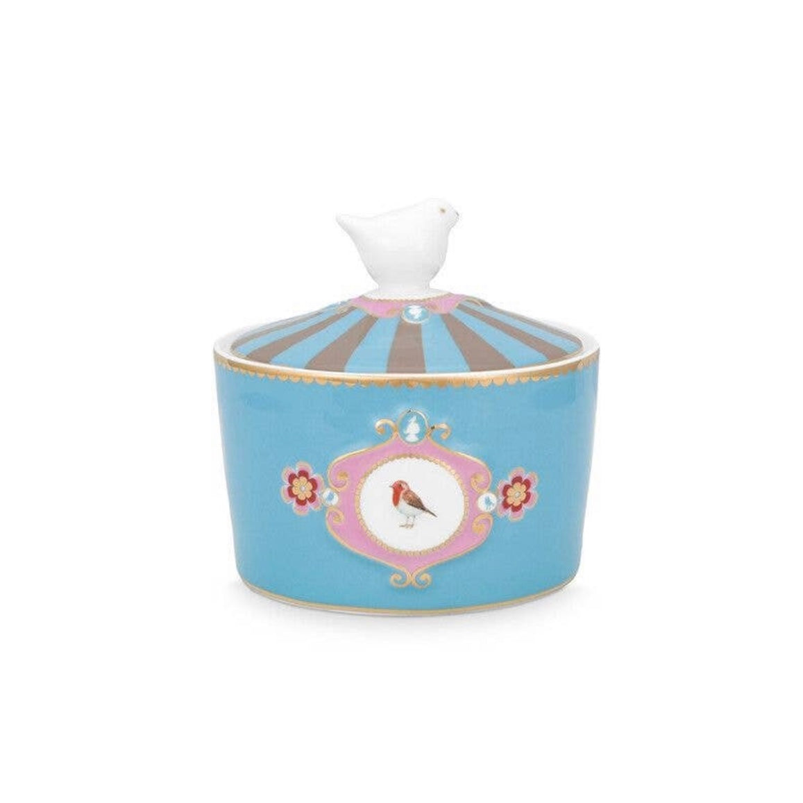 SUGAR BOWL LOVE BIRDS MEDALLION BLUE