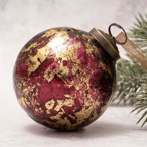4” LARGE  BAUBLES GOLD FOIL CRACKLE GLASS BALL