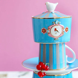 SUGAR BOWL LOVE BIRDS MEDALLION BLUE