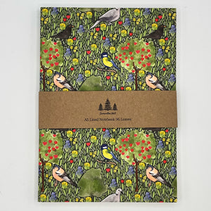 GARDEN BIRDS THICK A5 LINED NOTEBOOK