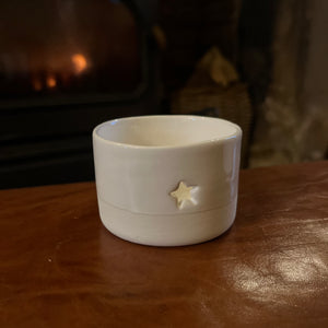 SMALL TEA LIGHT HOLDER STAR, HALF DIP GLOSS