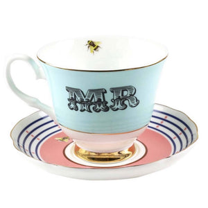 MR AND MRS TEA CUP AND SAUCER