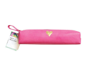 PENCIL CASE - PINK WITH GOLD HEART BY SKY + MILLER