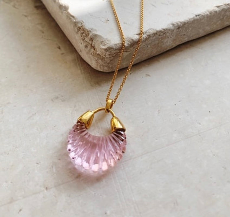 ETIENNE NECKLACE- CLEAR, PINK, GREEN RIDGED