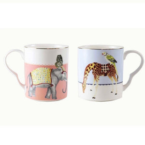 ELEPHANT AND GIRAFFE MUGS BY YVONNE ELLEN
